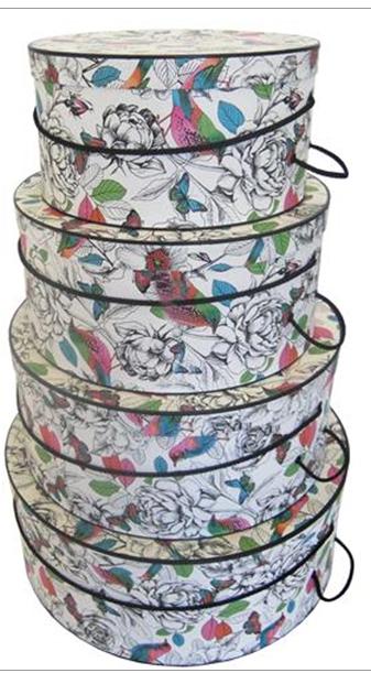 Colorful Nature Pattern on this beautiful set of hat boxes